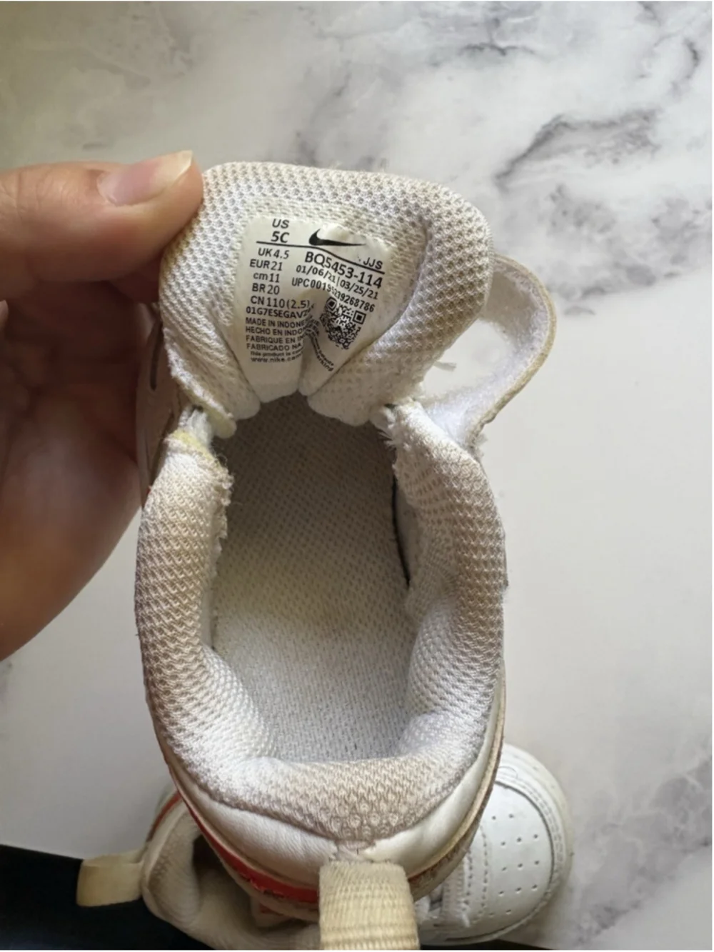 Nike Court Borough Low 2 Toddler 5C White Orange Gum Sole Hook And Loop Closure